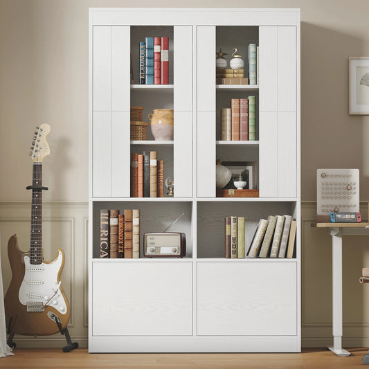 IRONCK 5-Tier Modern Bookshelf With Enclosed Acrylic Doors