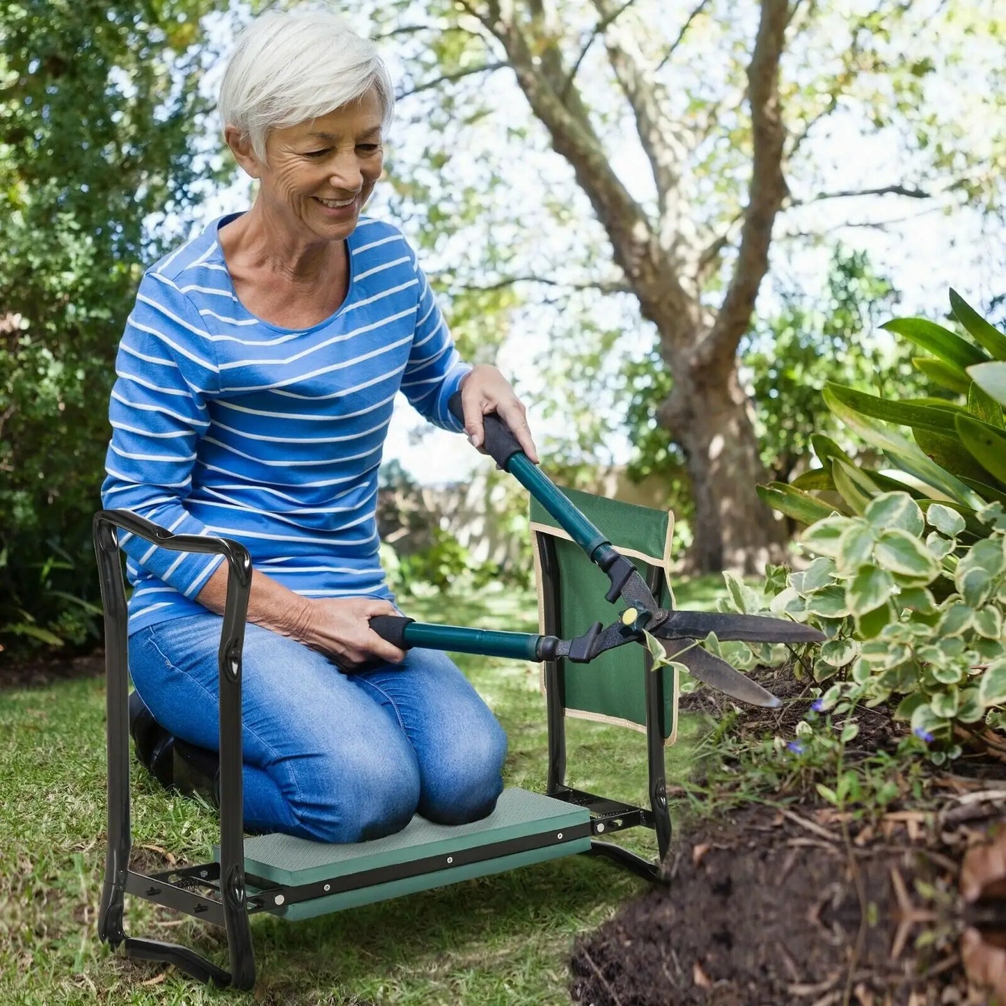 Foldable Garden Kneeler Seat With Soft EVA Pad
