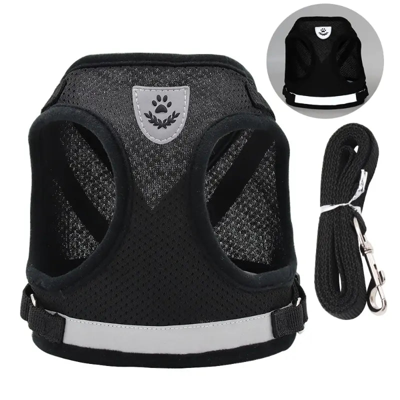 Dog Mesh Vest Harness Reflective Adjustable Easy Control