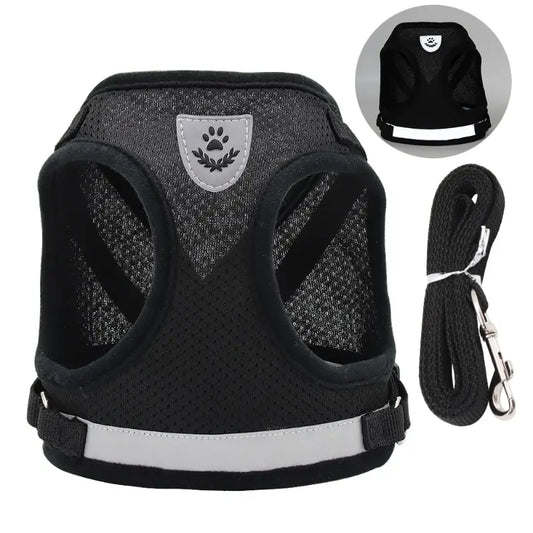 Dog Mesh Vest Harness Reflective Adjustable Easy Control