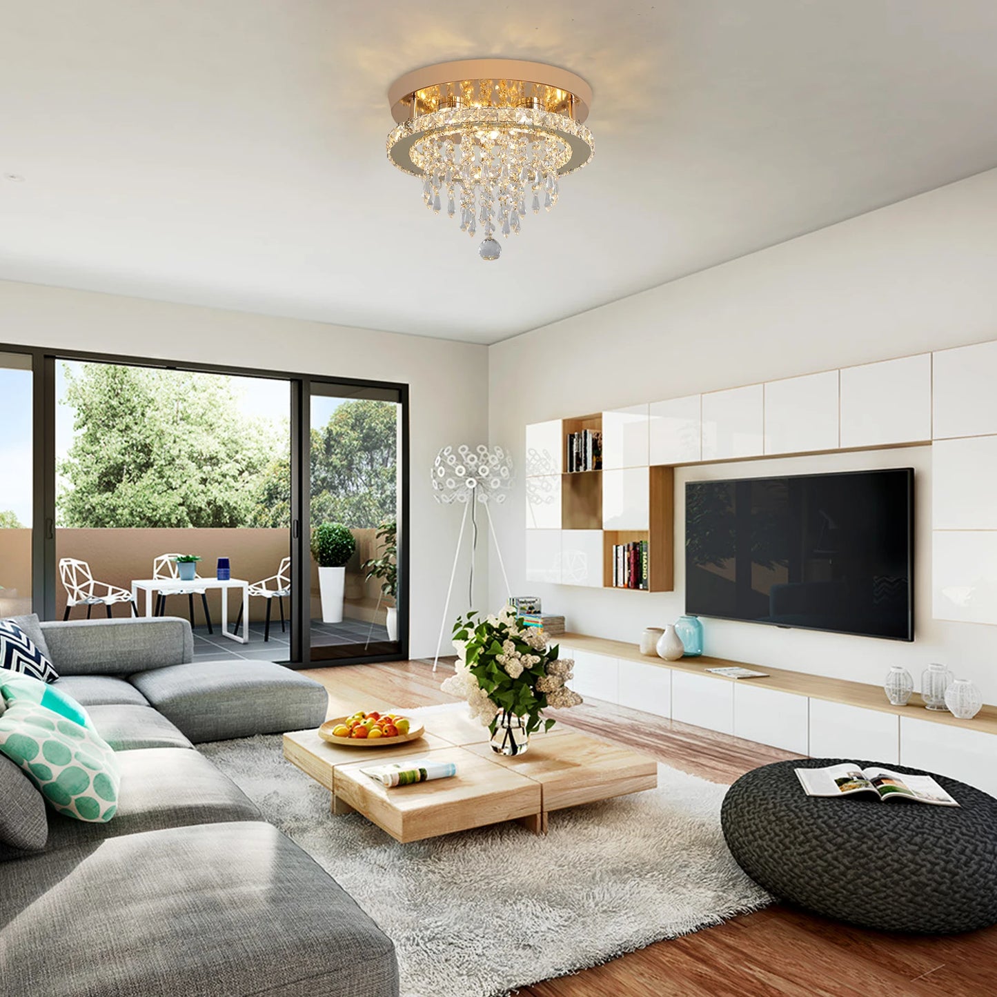 GreeLustr Crystal Chandelier LED Ceiling Light For Living Room