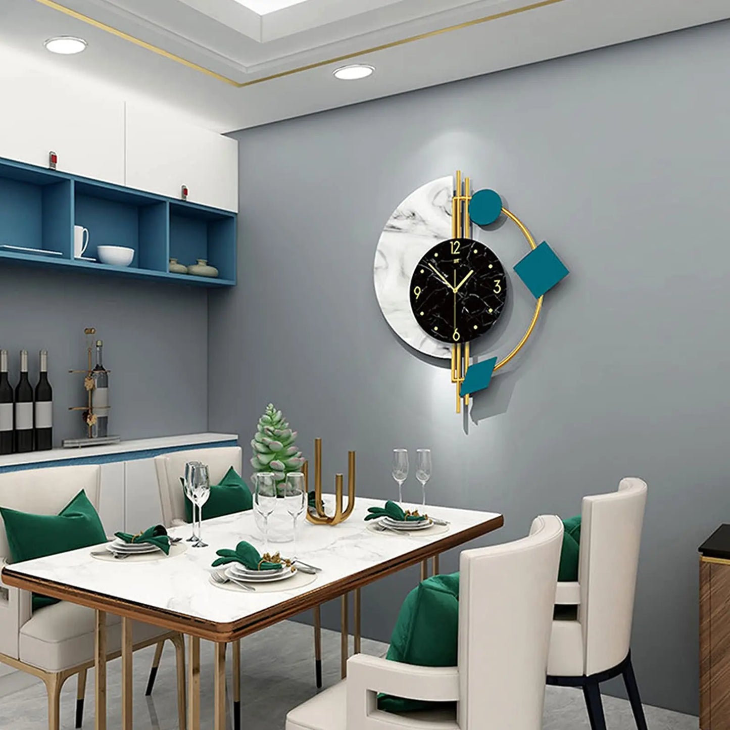 Marble Nordic Style Wall Clock Silent Battery Operated