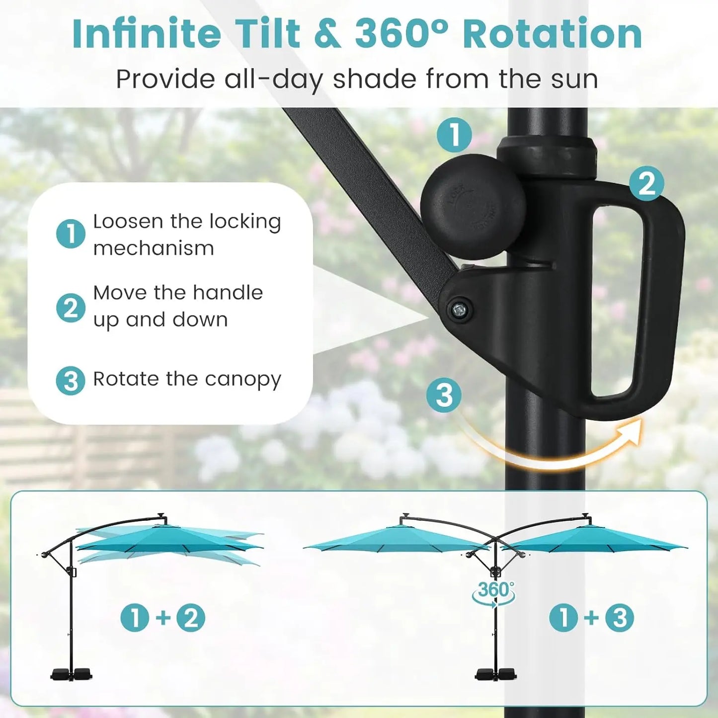 Cantilever Solar Patio Umbrella With Base Included