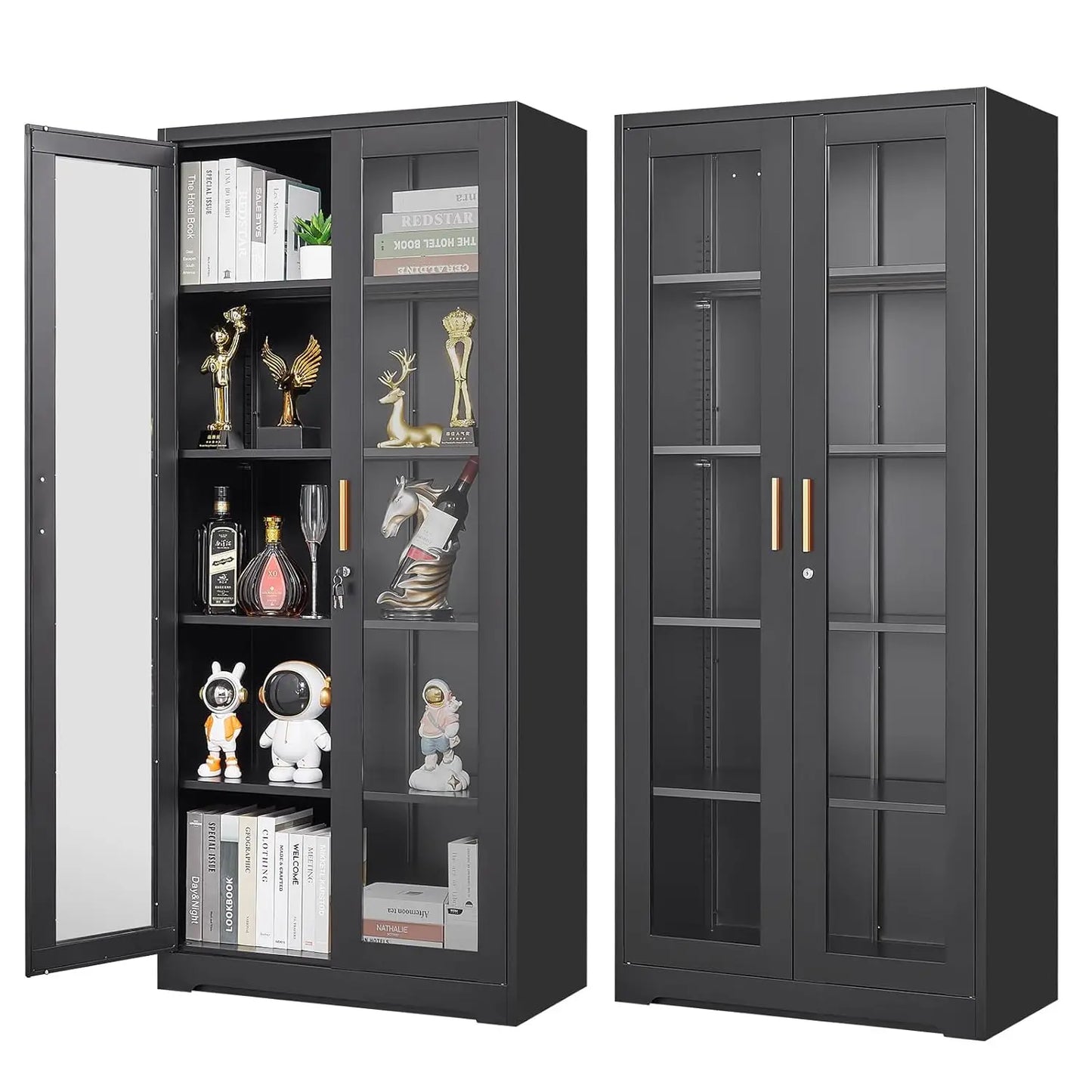 Glass Door Display Cabinet Curio Cabinet With Lock