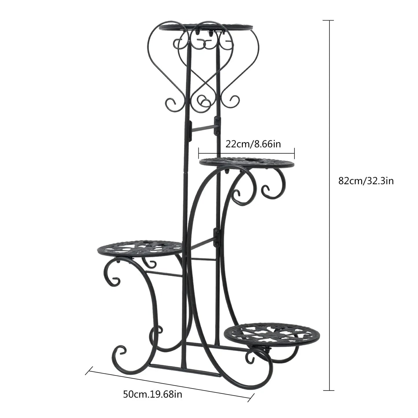 Wrought Iron Plant Stand for Four Pots Outdoor Garden Decor