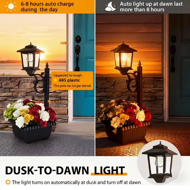 Outdoor Solar Light Posts With Planters Two Pack For Gardens