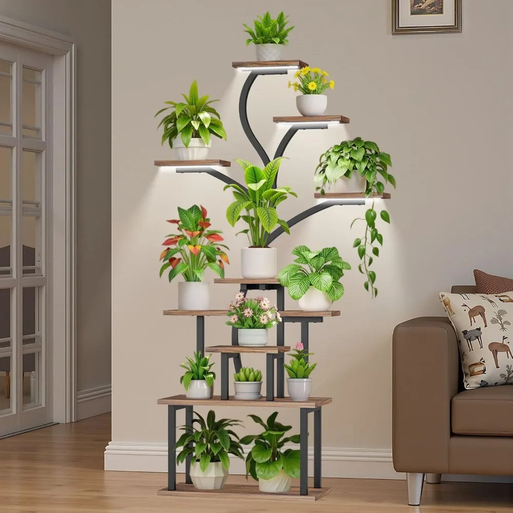 RBXC Tree Shaped Indoor Plant Stand With Grow Lights