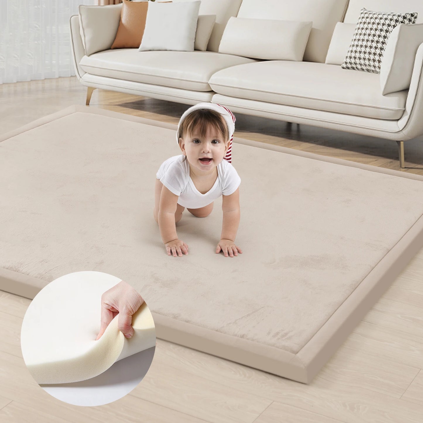 PaPaMat Memory Foam Carpet For Playpen Non Slip Suede Backing