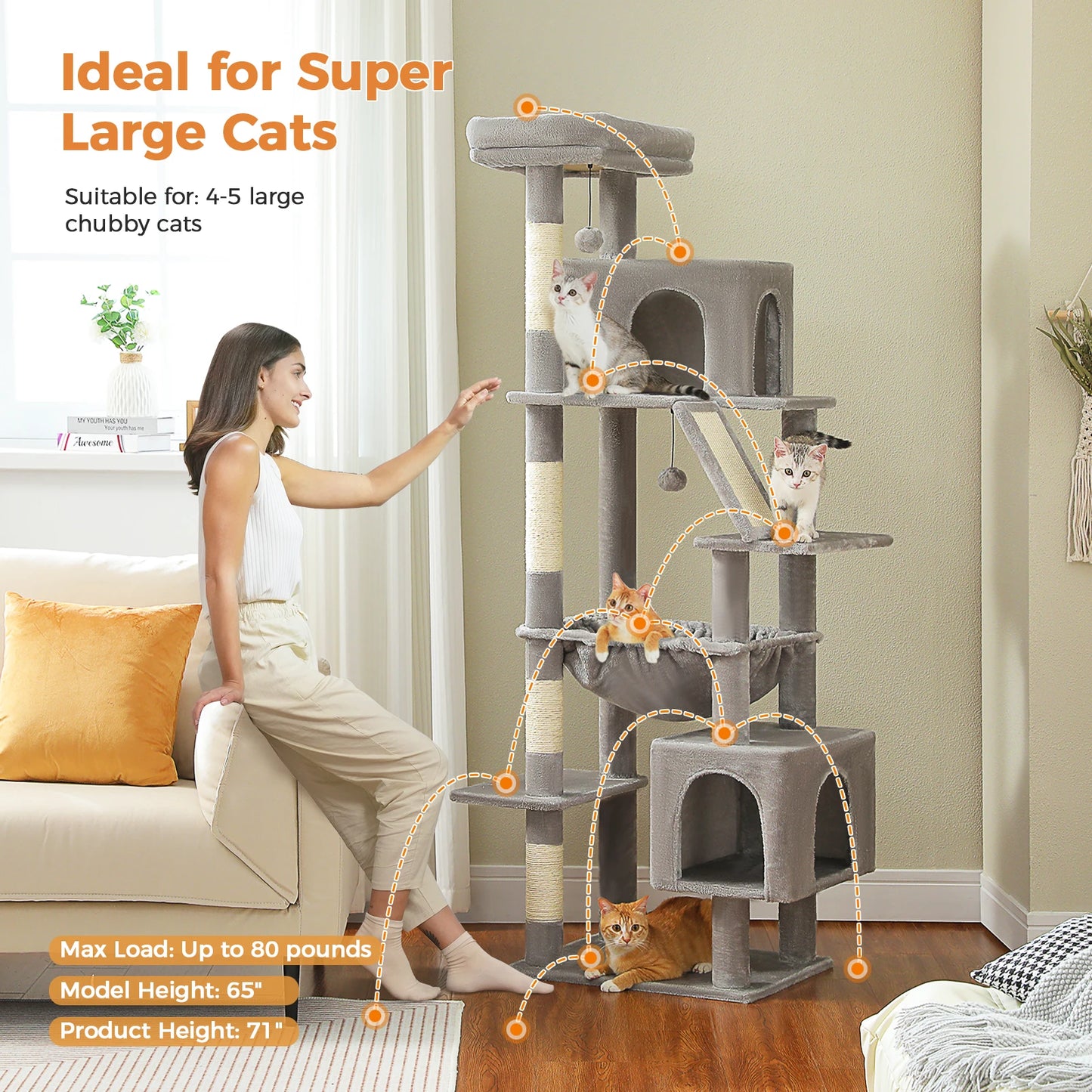 PAWZ Road Cat Tree Tower With Multi Level Condo Pad