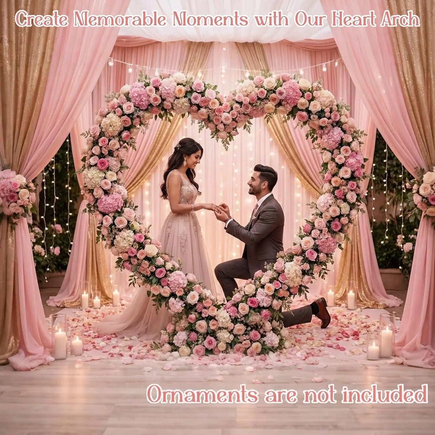 Metal Double Heart Arch Stand For Proposal And Heart Shaped Balloon Arch Frame