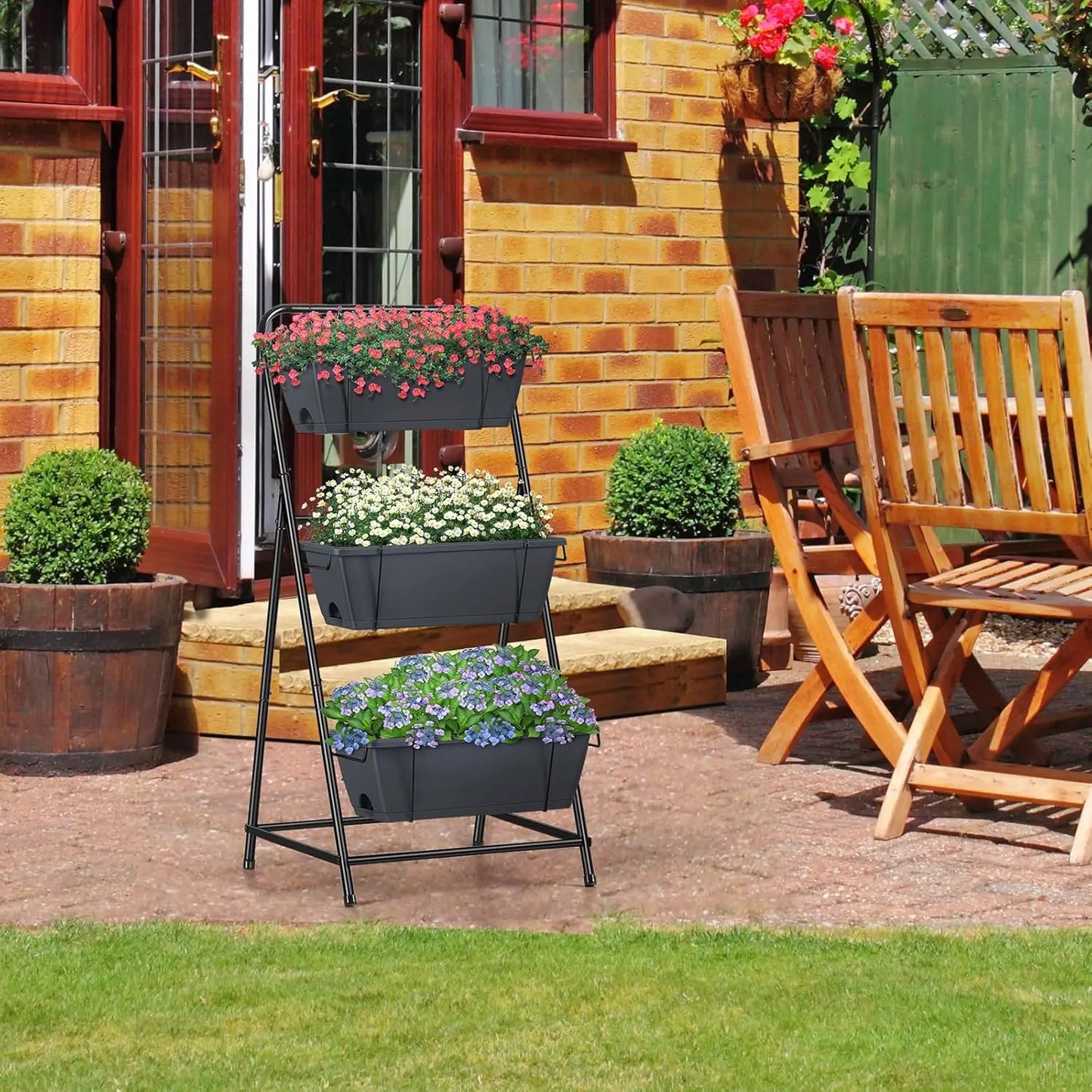 3 Tier Vertical Garden Planter With Drainage Holes And Tray