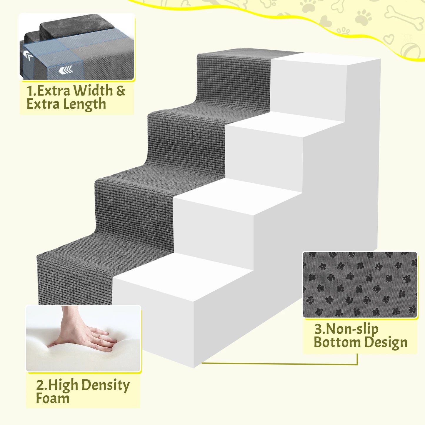 Niubya Pet Stairs For Small Dogs And Cats Non Slip