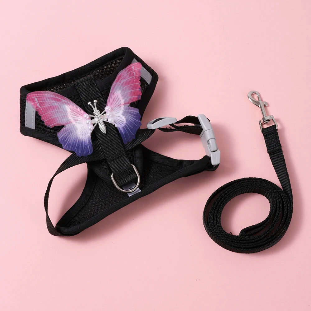 NONECN Breathable Cat Harness Set Butterfly Leash Bundle