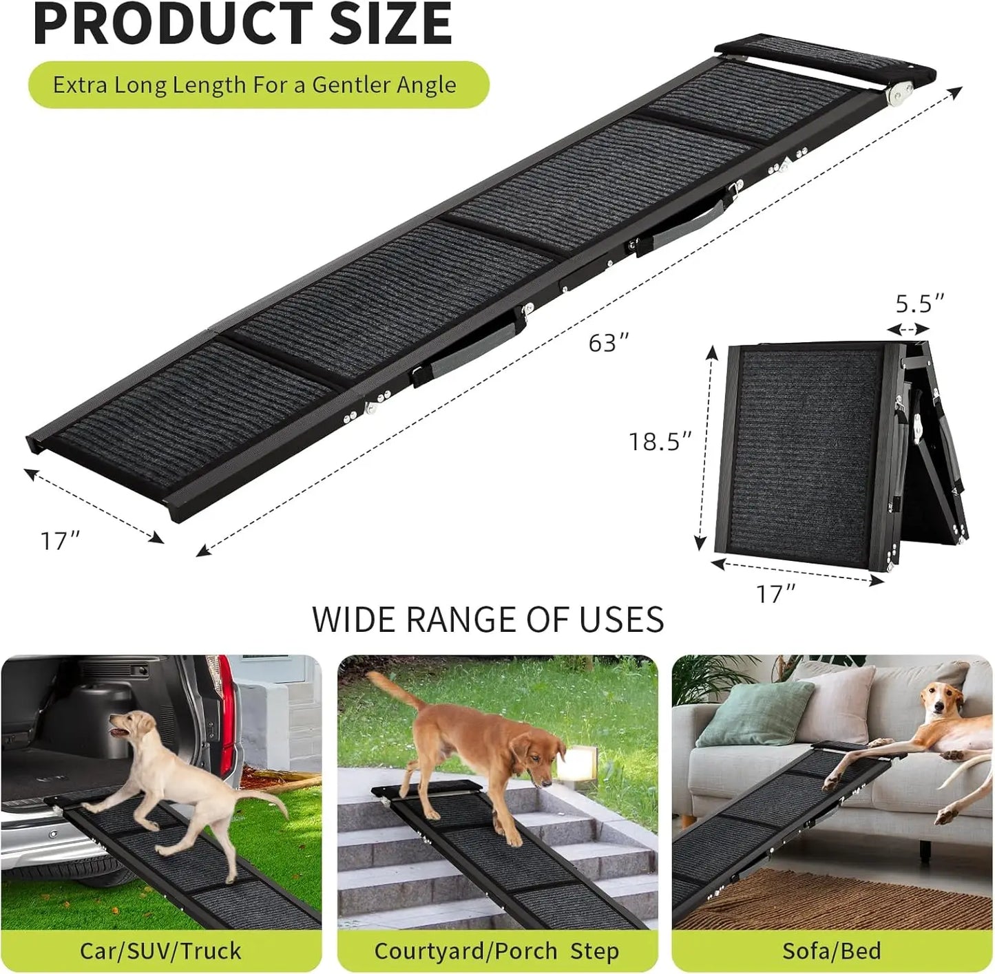 TWISTER.CK Dog Ramp For Cars Quad Fold Non Slip Portable
