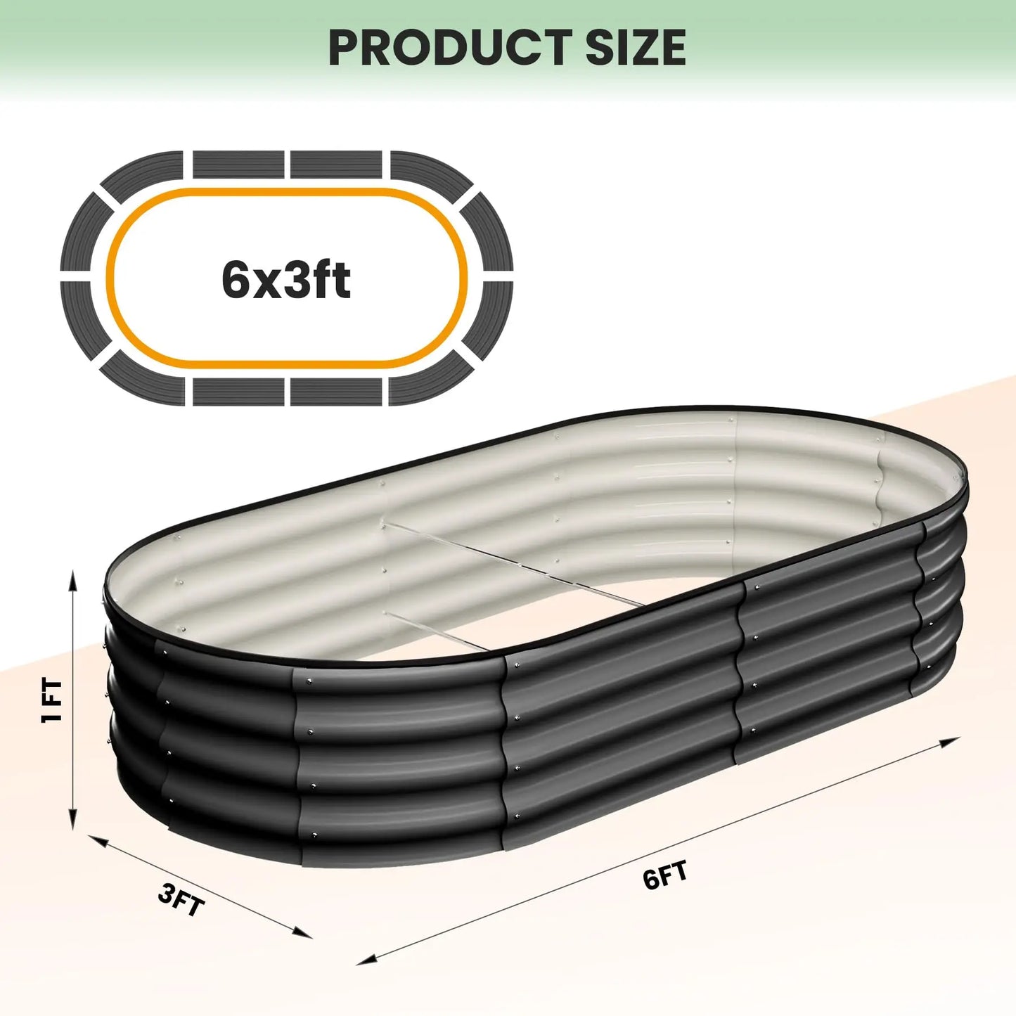 HiMISS 2 Pack Oval Galvanized Steel Raised Bed Open Base
