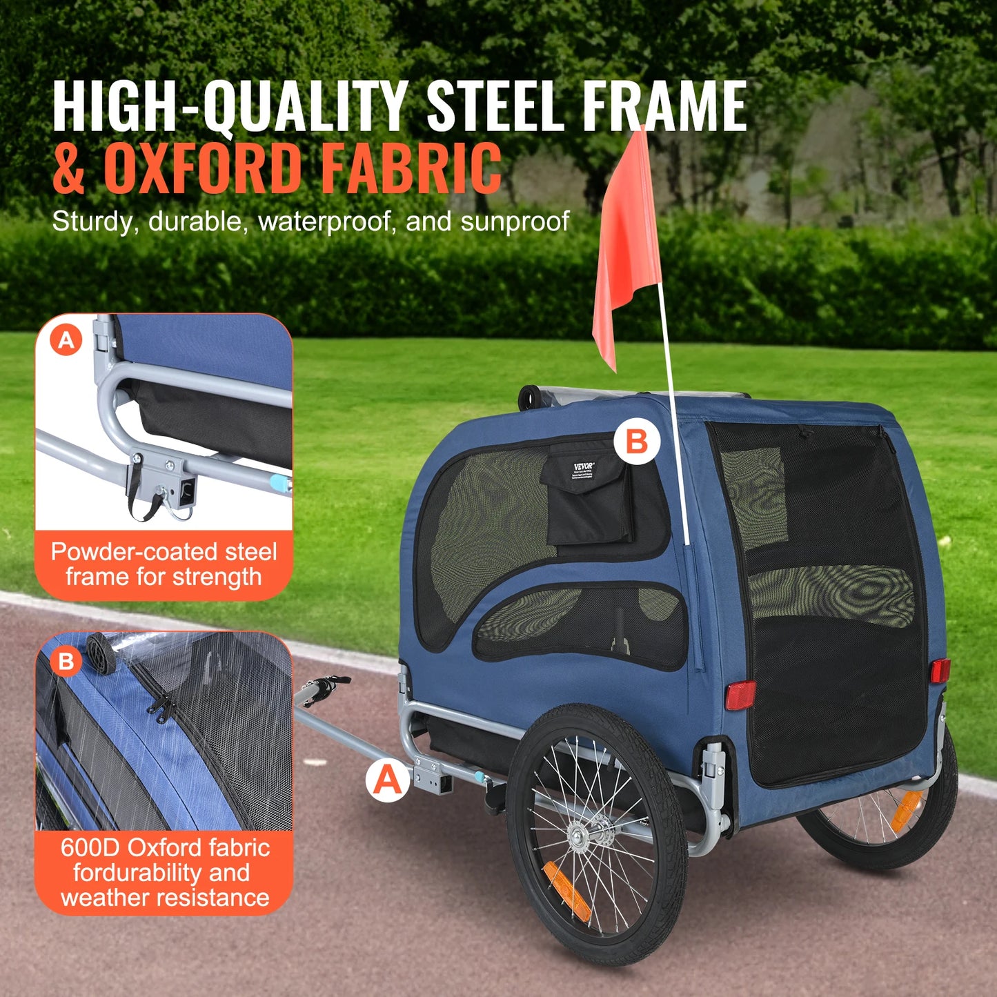 Pet Cart Bicycle Trailer For Dogs Collapsible Easy To Store