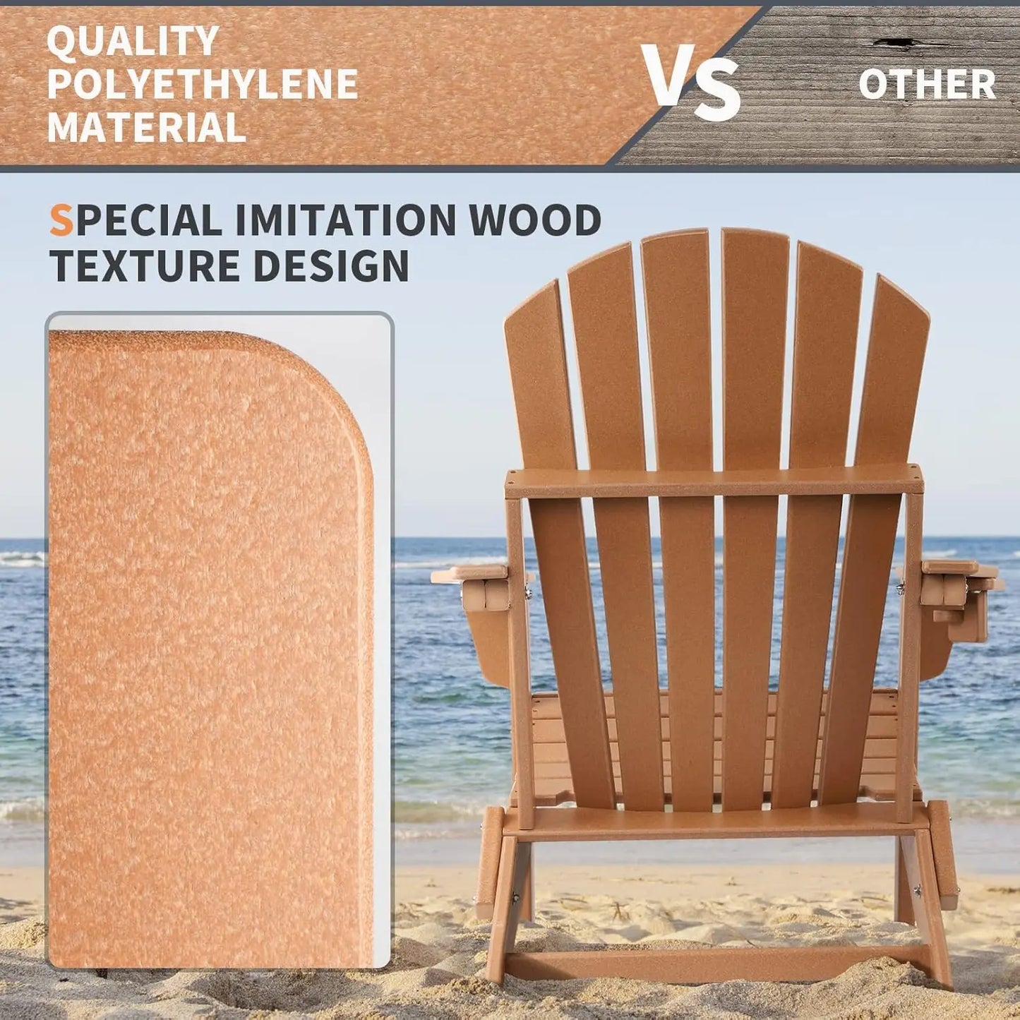 All Weather Adirondack Chair Set 4 Piece With Cup Holders