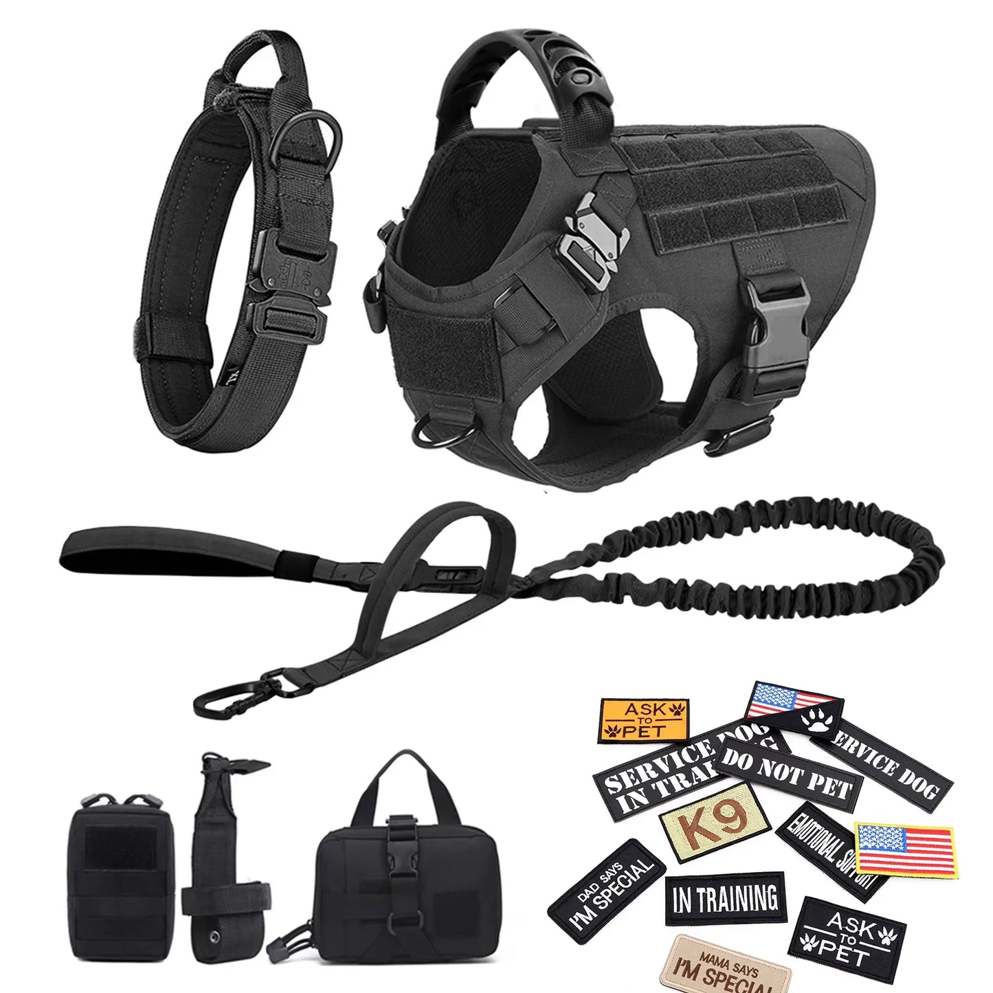 Military Tactical Dog Harness Vest Set For Malinois Training