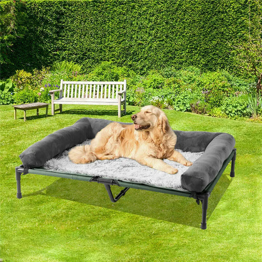 BINGOPAW Elevated Dog Bed Indoor Outdoor With Detachable Bolster