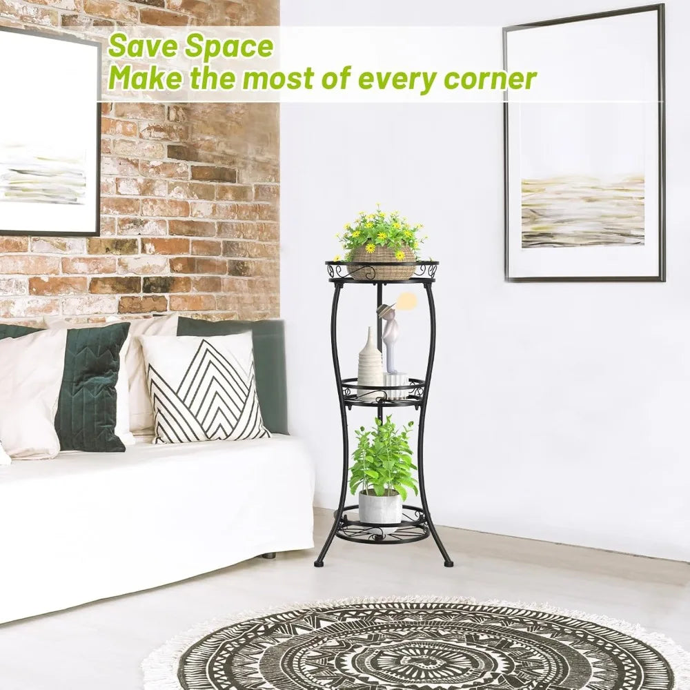 NBVCX Three Tier Metal Plant Stand Indoor Outdoor Rustproof