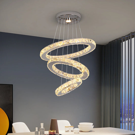 GreeLustr Modern Pendant Crystal Ring Chandelier For Living Room