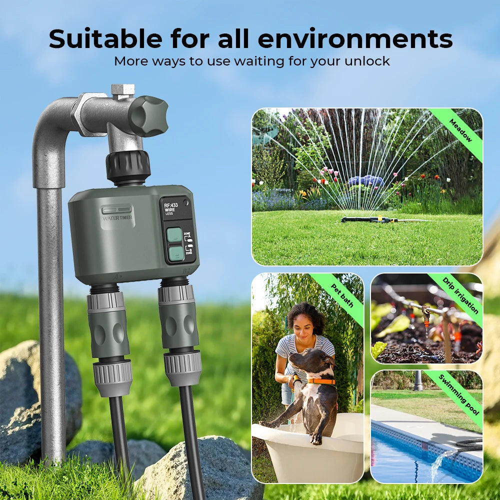 ESHICO Wireless Water Timer HCT-636 2-Zone Irrigation Controller