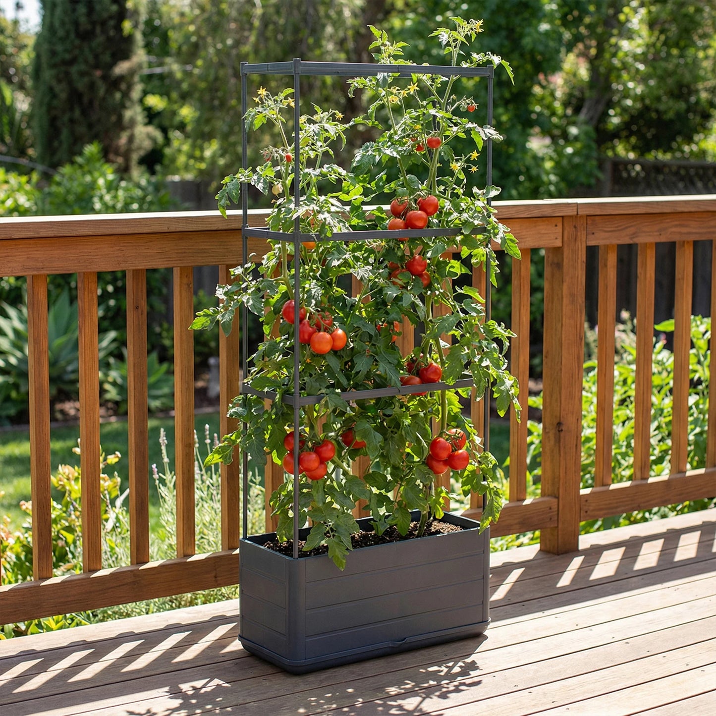 Raised Garden Bed Planter With Trellis For Climbing Vegetables