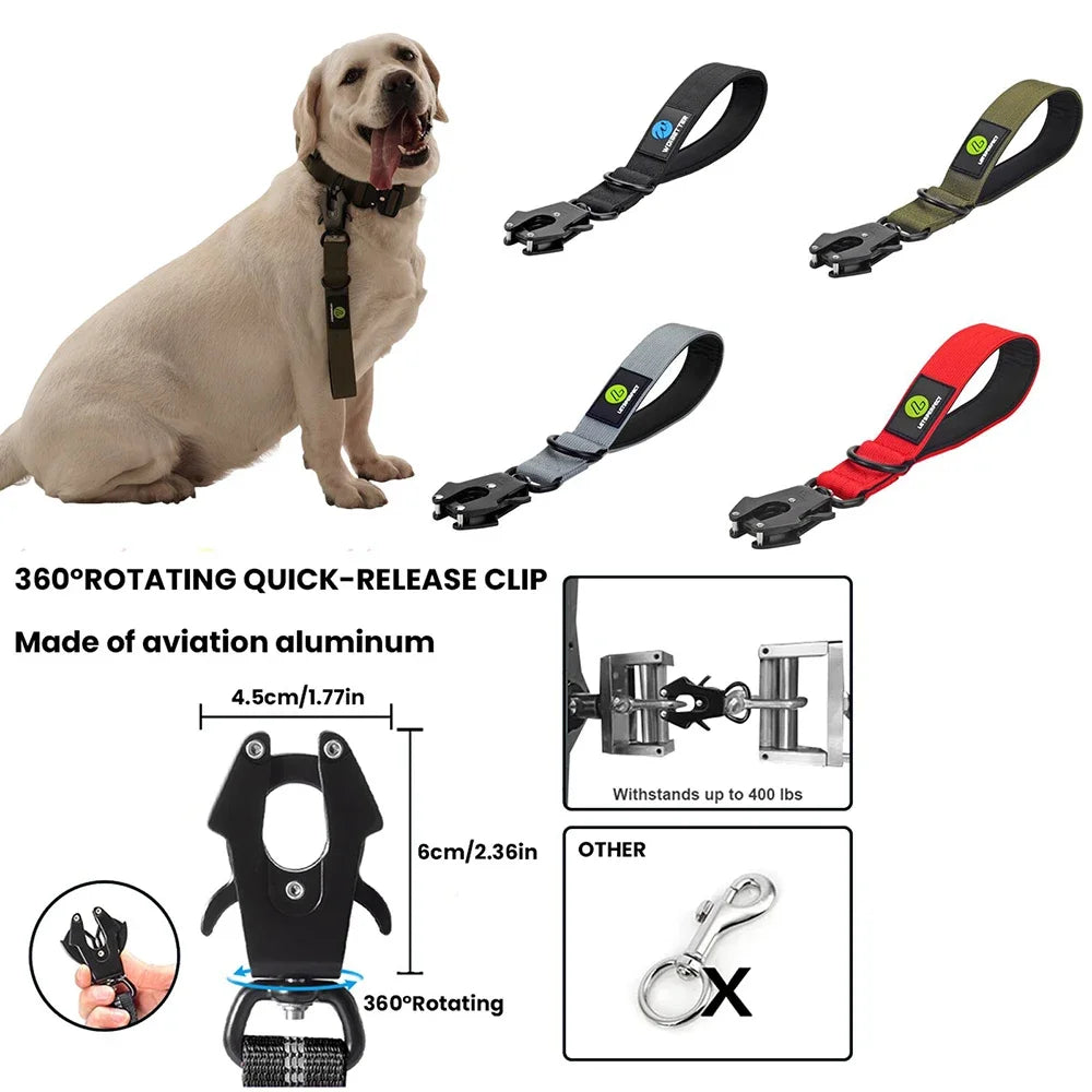 Short Traffic Dog Leash With Padded Handle And Reflective Nylon