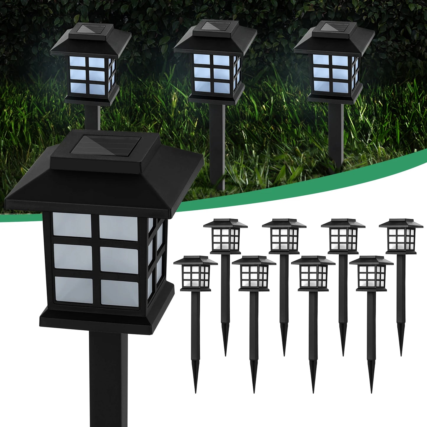 Solar Ground Plug Lights 12 Piece Set Outdoor Garden Lighting