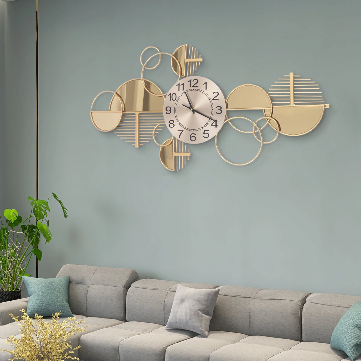 Geometric Wall Clock Iron Forged Timepiece With Silent Quartz Movement