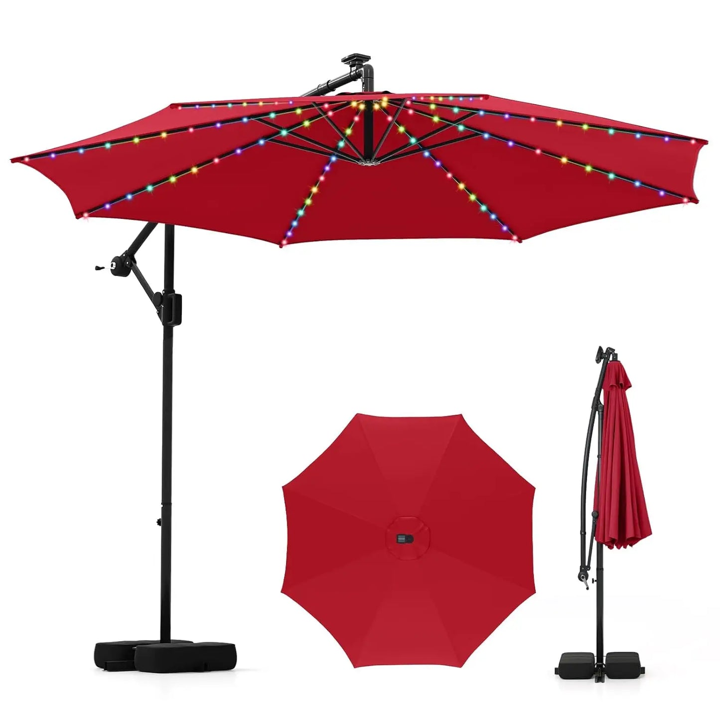 Cantilever Solar Patio Umbrella With Base Included