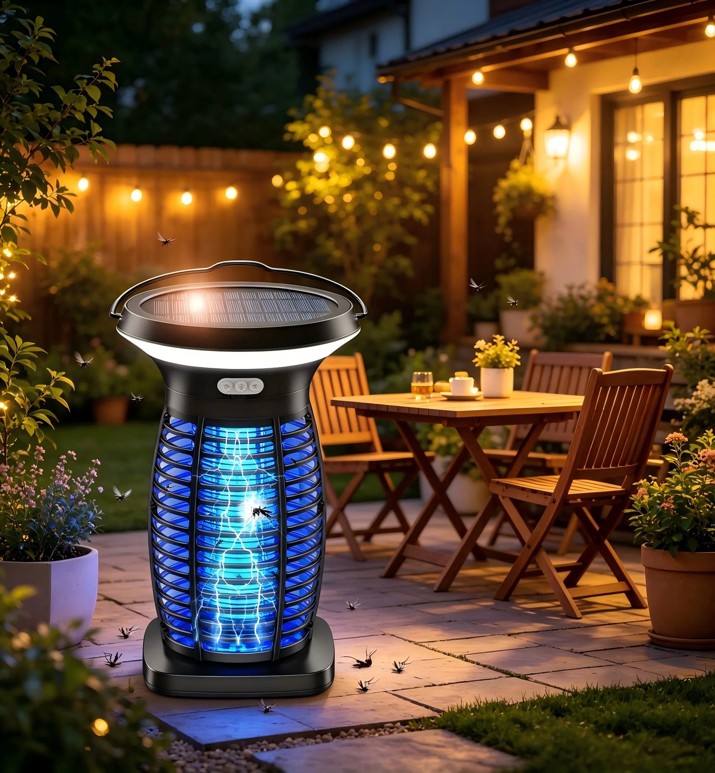 Solar Bug Zapper Outdoor Mosquito Zapper With Panel Sensor Night