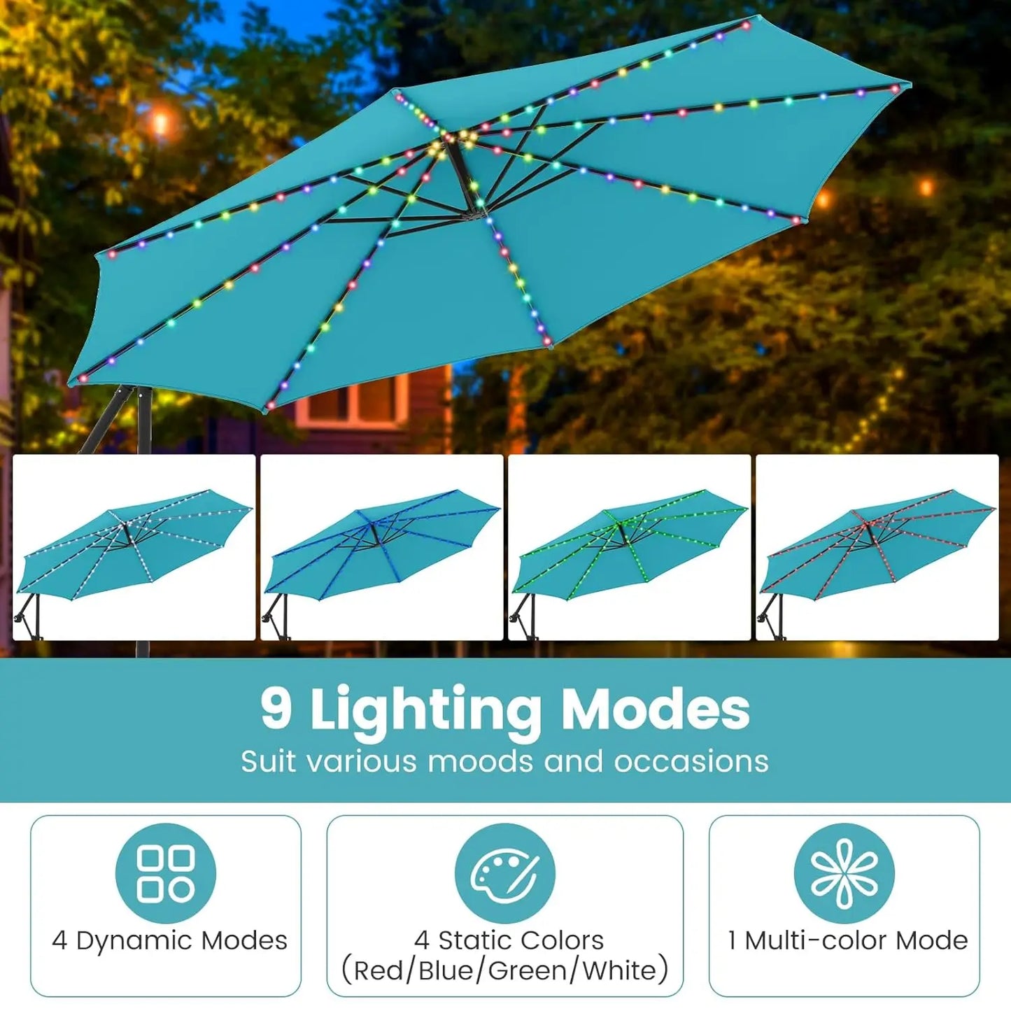 Cantilever Solar Patio Umbrella With Base Included