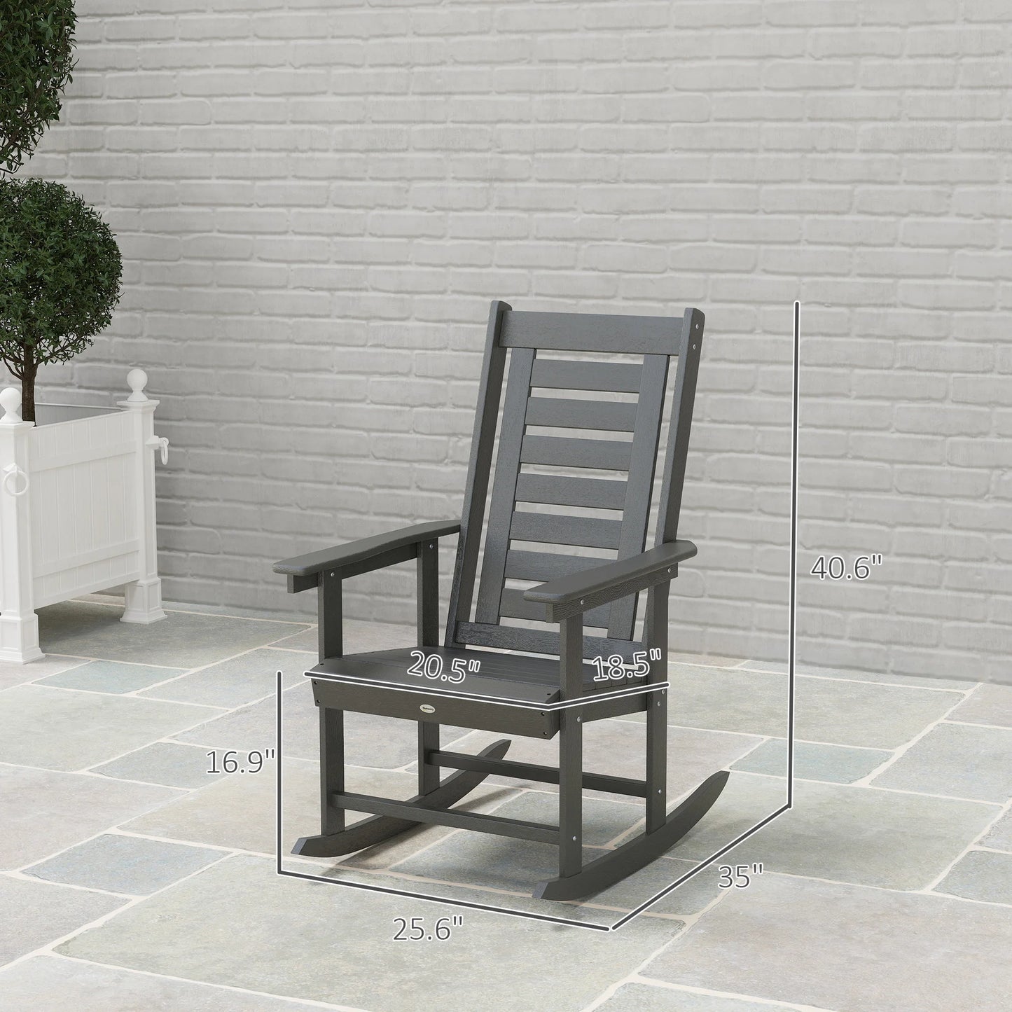 Outdoor Rocking Chairs Set HDPE High Back Patio Rockers