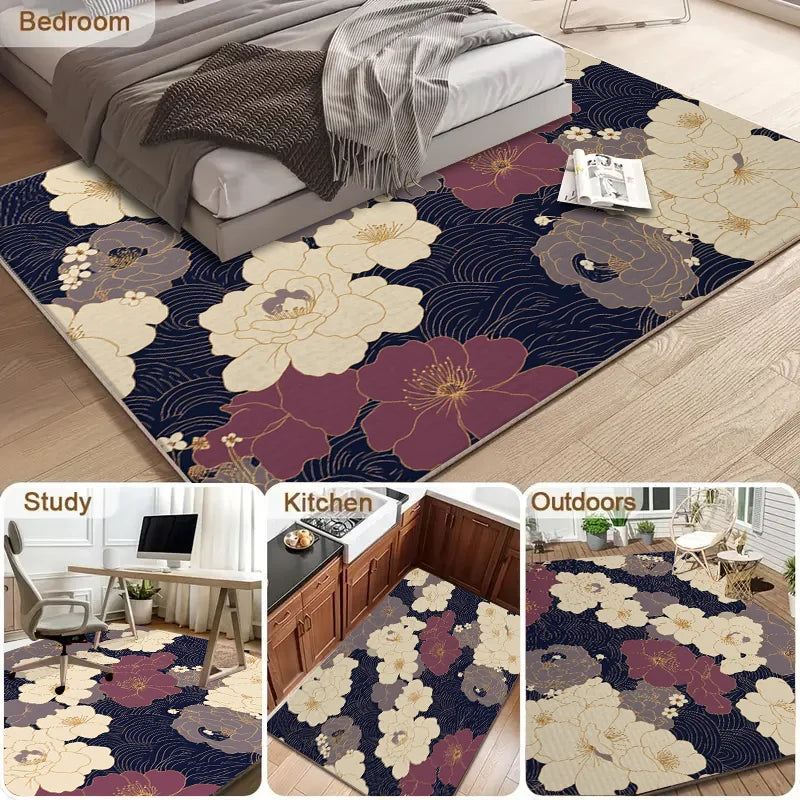 VIKAMA Persian Style Floral Sofa Area Rug Modern Living Room