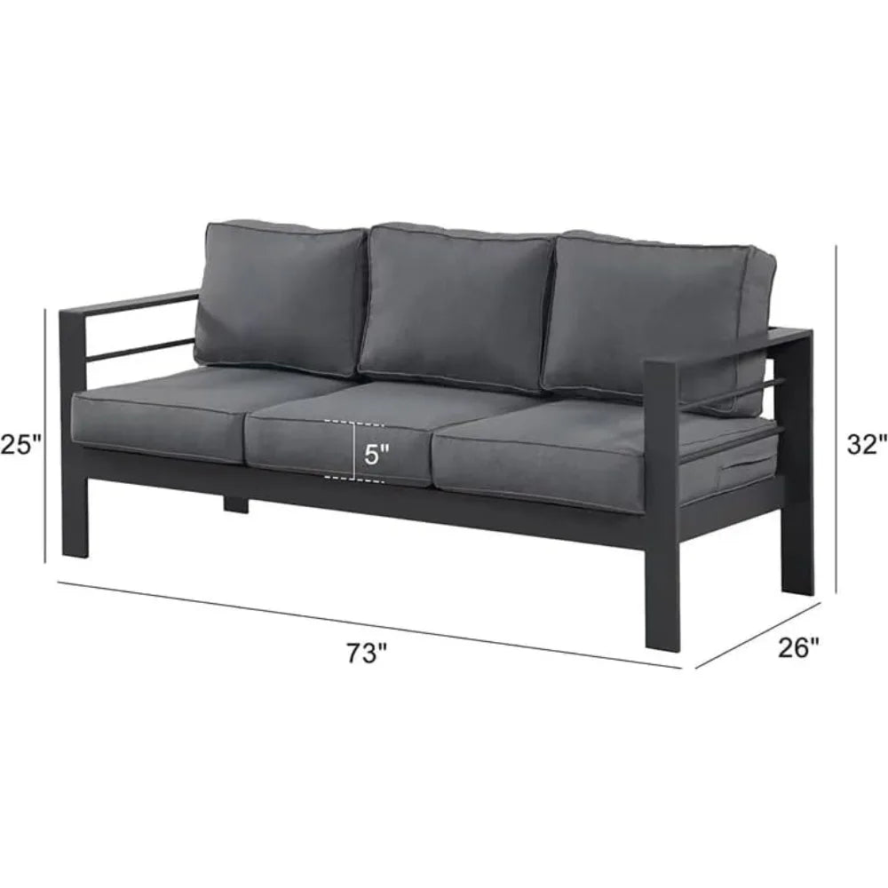 Outdoor Aluminum Patio Sofa Three Seat All Weather