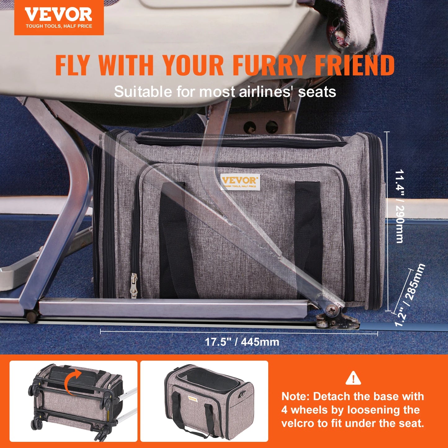 Pet Cat Carrier Backpack With Wheels And Telescopic Handle For Travel