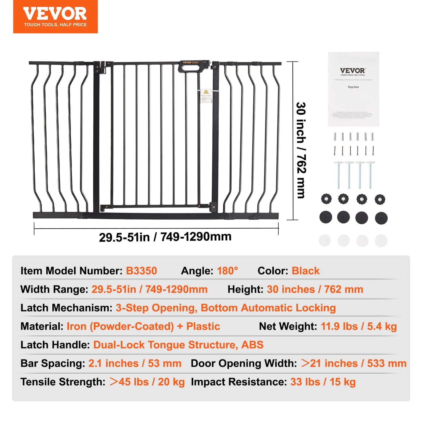 SucceBuy Pressure Mount Baby Gate Child Pet Safety