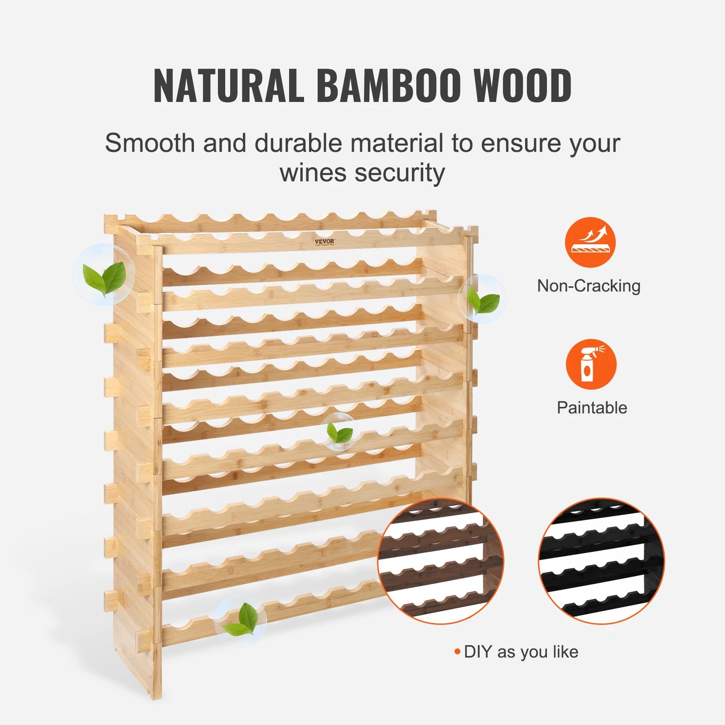 SucceBuy Stackable Modular Bamboo Wine Rack Display Shelves