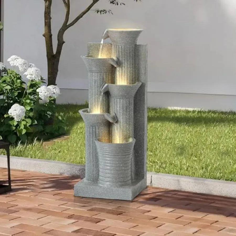 Five Tier Outdoor Indoor Water Fountain With LED Lights