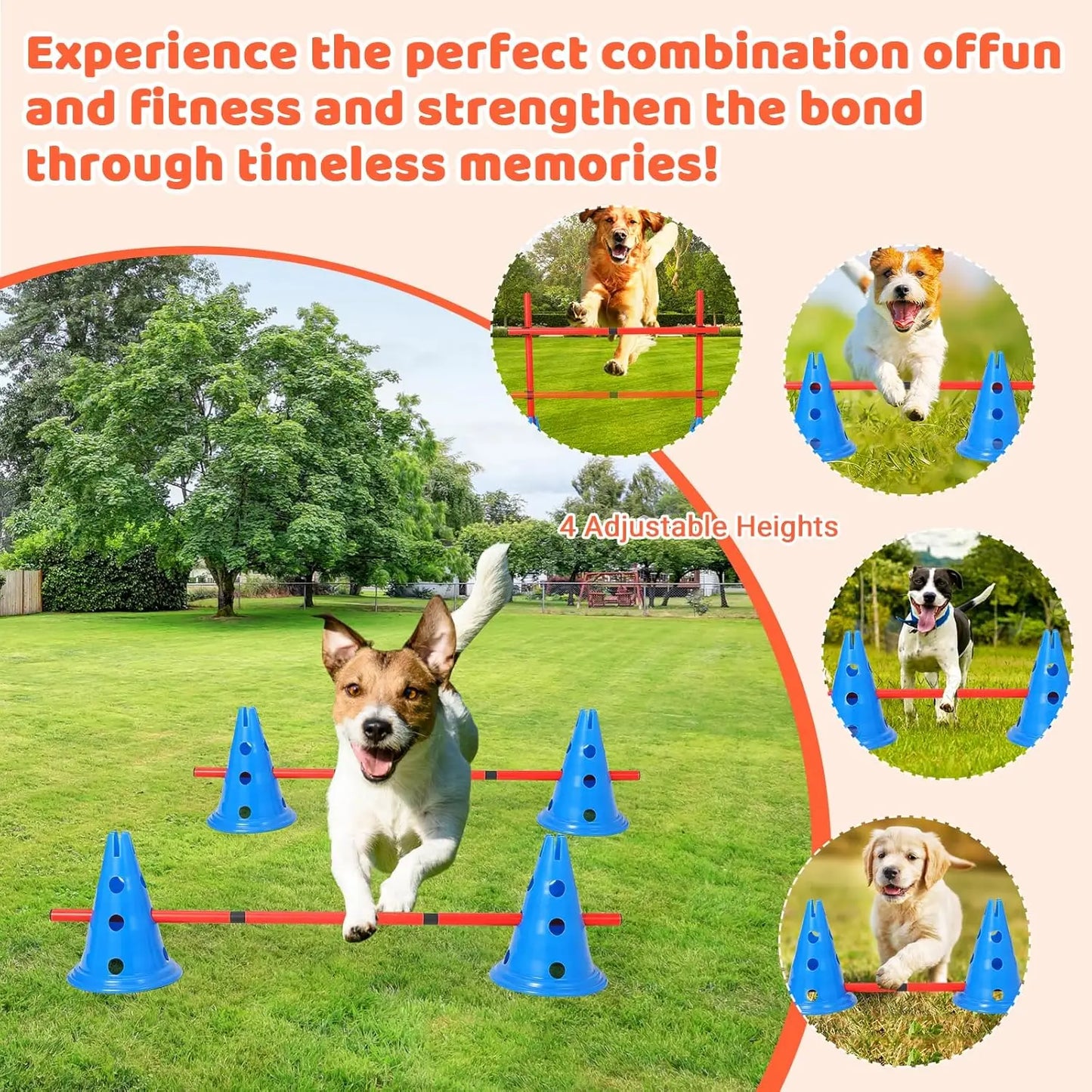 HiMISS Dog Agility Hurdle Cone Set With Cones And Rods