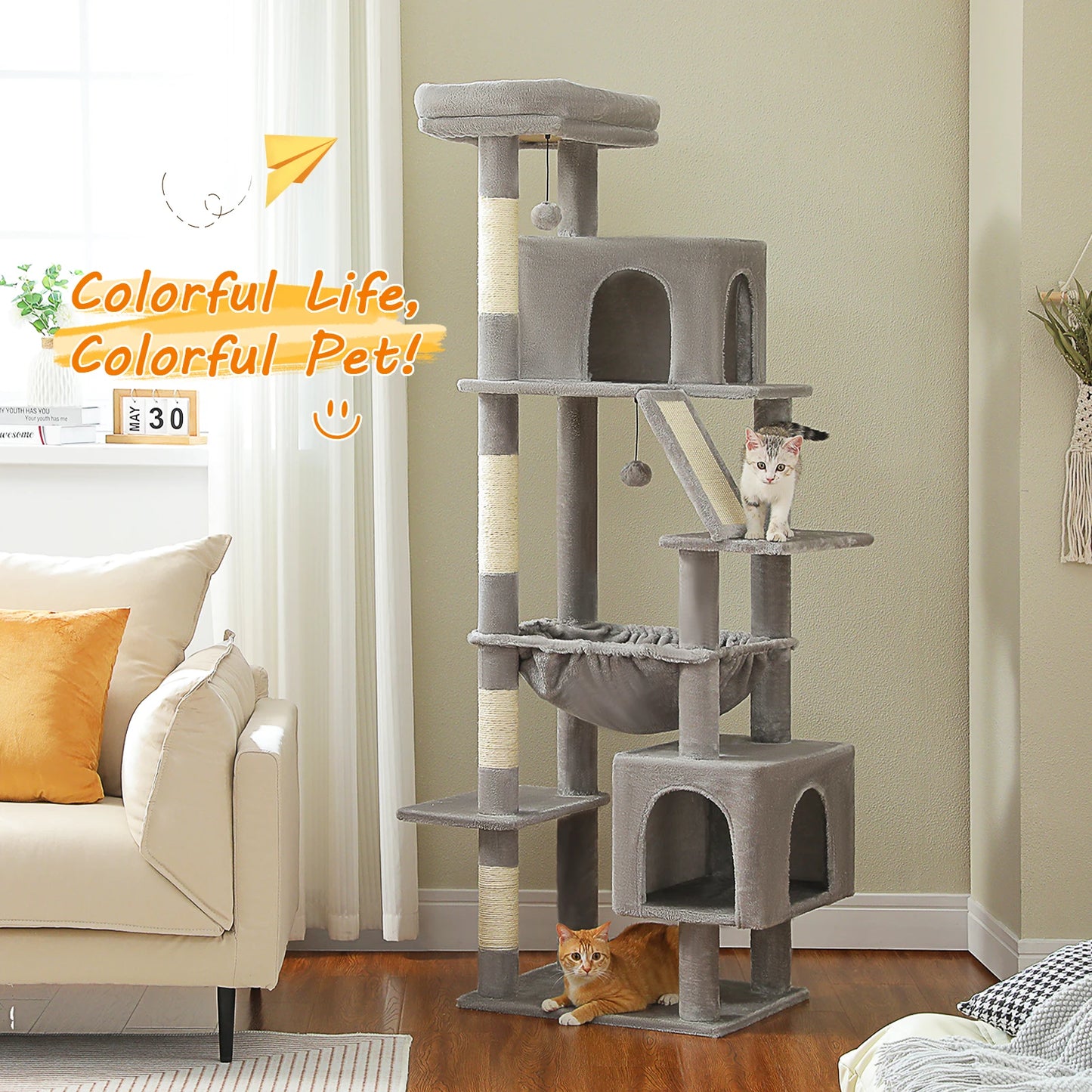 PAWZ Road Cat Tree Tower With Multi Level Condo Pad