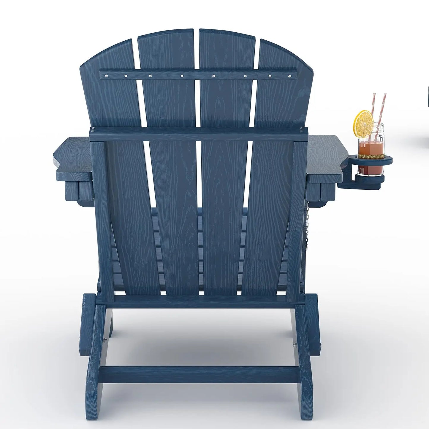 Folding Adirondack Chair All-Weather HDPE Outdoor Cup Holder