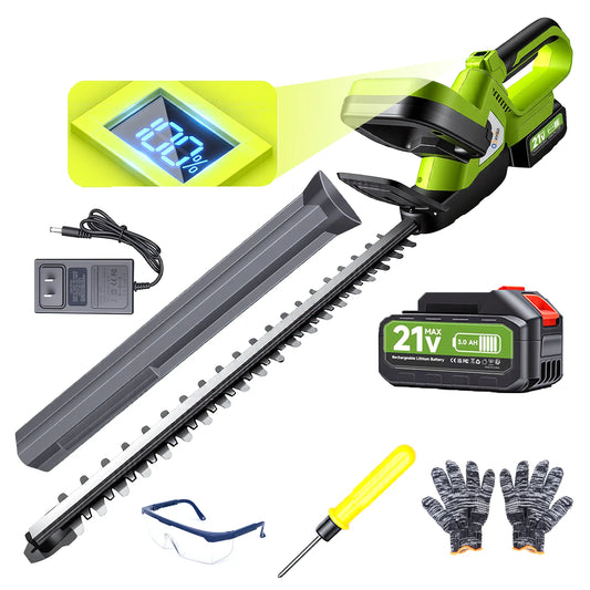 Cordless Hedge Trimmer 21V 3Ah Battery Included For Yard