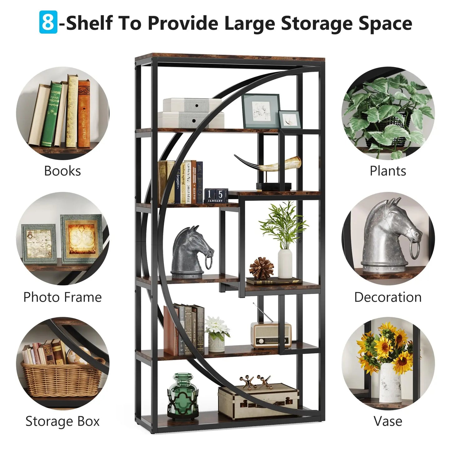 Little Tree Industrial 5 Tier Etagere Bookshelf Display
