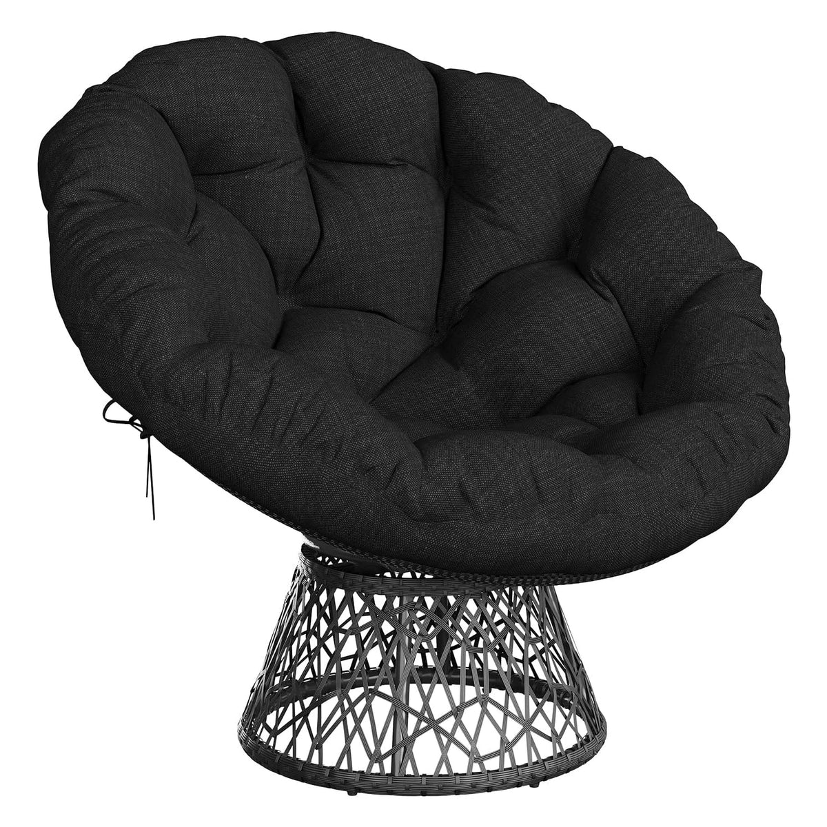 HiMISS Wicker Papasan Swivel Lounge Chair With Thick Cushion Base