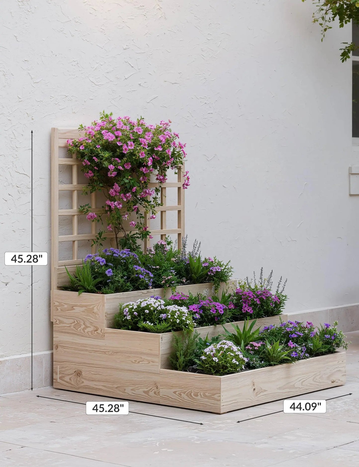 HiMISS Three Tier Elevated Garden Bed With Trellis
