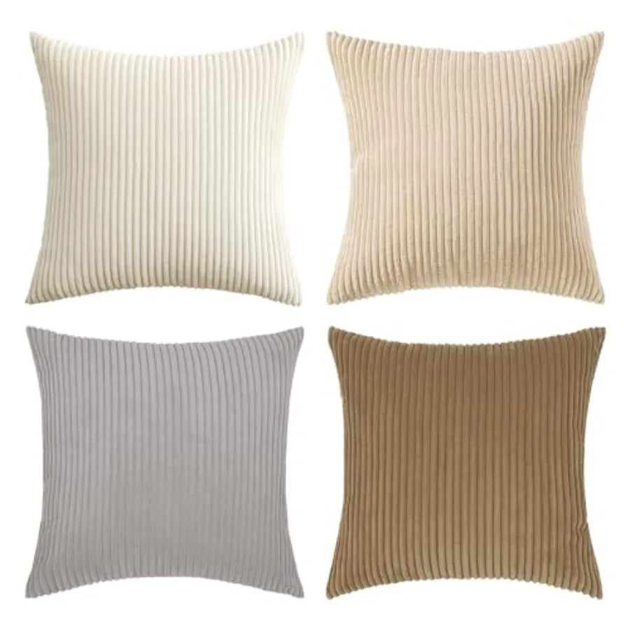 Boho Farmhouse Throw Pillow Covers Set Of 4 Corduroy Cushions