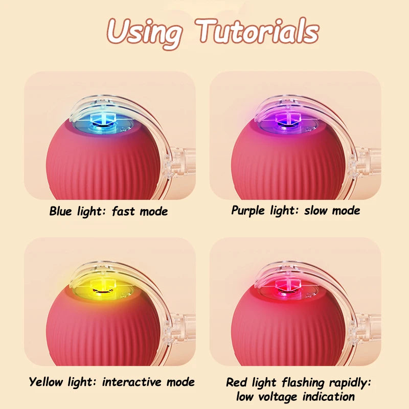 Cat Interactive Ball Toy Auto Rolling Faux Tail Rechargeable Smart
