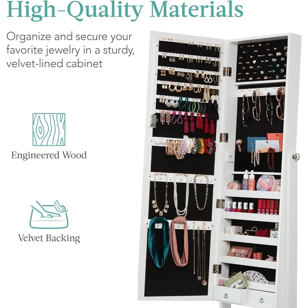 Best Choice Products Freestanding Jewelry Armoire Cabinet With Mirror
